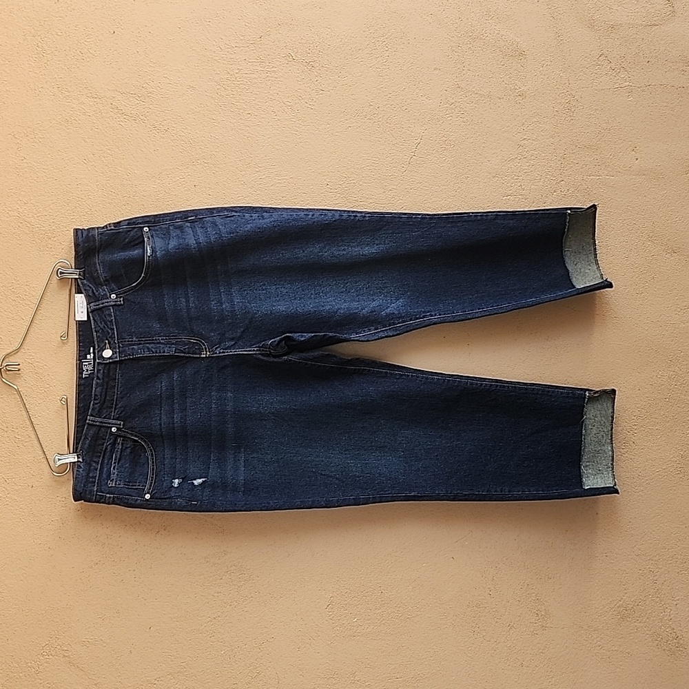 TIME AND TRU High Waisted Crop Jeans Plus Size 20 Dark Wash Stretch Denim - Picture 3 of 11